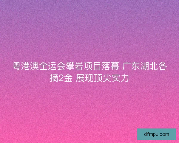 粤港澳全运会攀岩项目落幕 广东湖北各摘2金 展现顶尖实力 粤港澳全运会攀岩项目落幕 广东湖北各摘2金 展现顶尖实力
